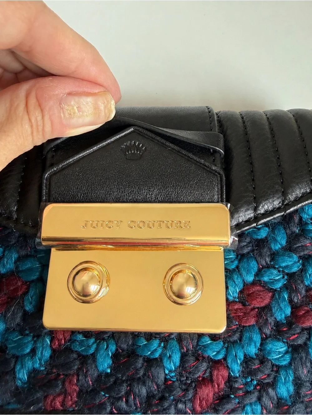 Juicy Couture NWT Balboa Mini Crossbody Black Multi Tweed Leather
